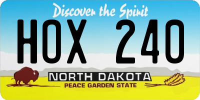 ND license plate HOX240