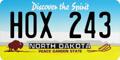 ND license plate HOX243