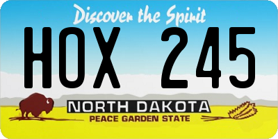 ND license plate HOX245