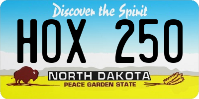 ND license plate HOX250