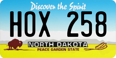 ND license plate HOX258