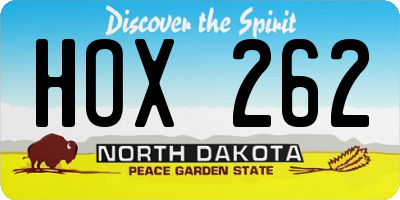 ND license plate HOX262