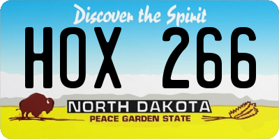 ND license plate HOX266
