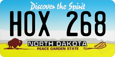 ND license plate HOX268