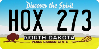 ND license plate HOX273