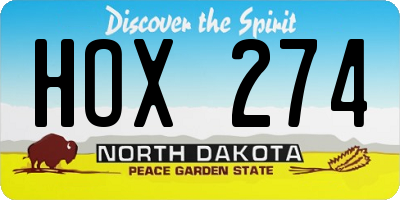 ND license plate HOX274