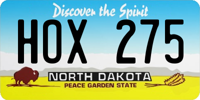 ND license plate HOX275