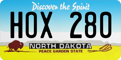 ND license plate HOX280