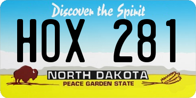 ND license plate HOX281