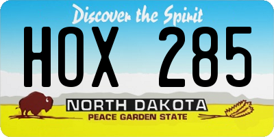 ND license plate HOX285