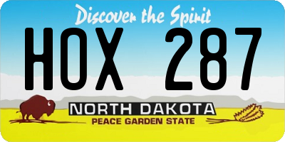 ND license plate HOX287