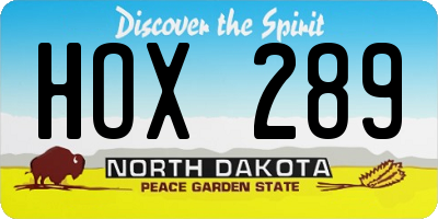 ND license plate HOX289