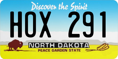 ND license plate HOX291
