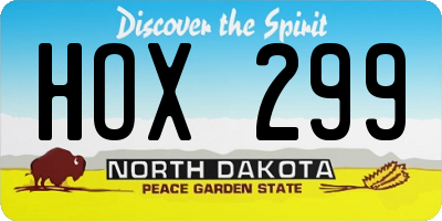 ND license plate HOX299