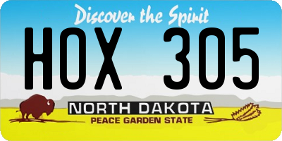 ND license plate HOX305