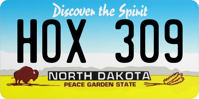 ND license plate HOX309