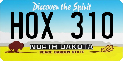 ND license plate HOX310