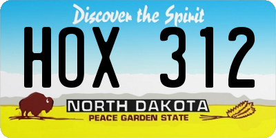 ND license plate HOX312