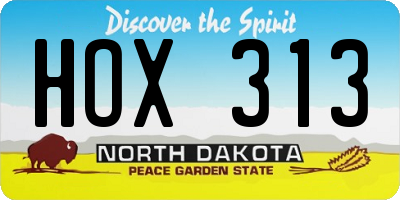 ND license plate HOX313