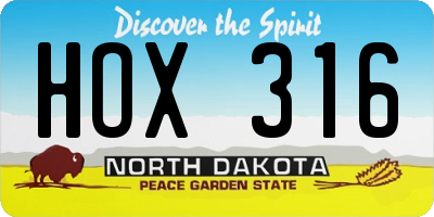 ND license plate HOX316
