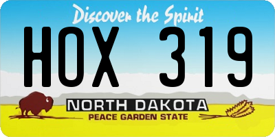 ND license plate HOX319