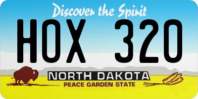 ND license plate HOX320