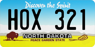 ND license plate HOX321