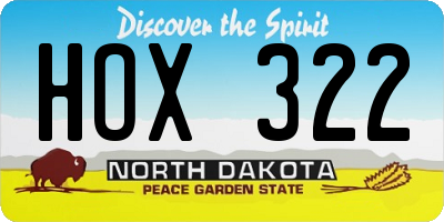 ND license plate HOX322