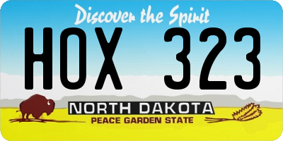 ND license plate HOX323