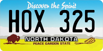 ND license plate HOX325