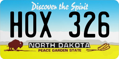 ND license plate HOX326