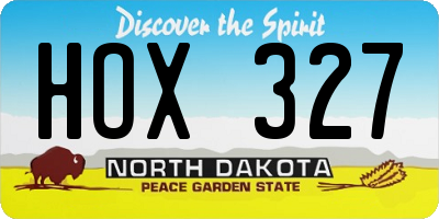 ND license plate HOX327