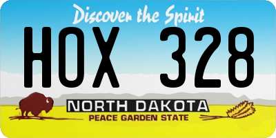 ND license plate HOX328