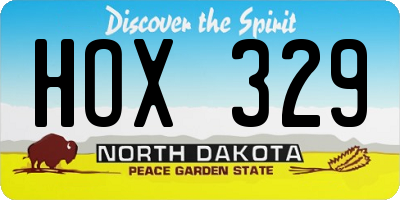 ND license plate HOX329