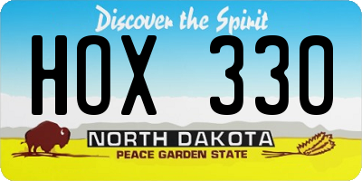 ND license plate HOX330