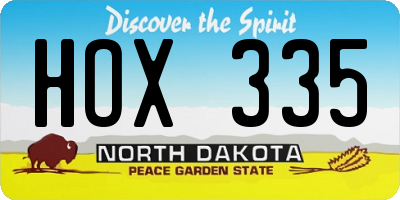 ND license plate HOX335