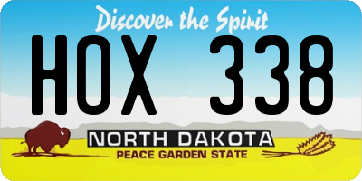 ND license plate HOX338