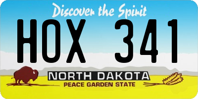 ND license plate HOX341