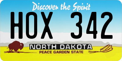 ND license plate HOX342