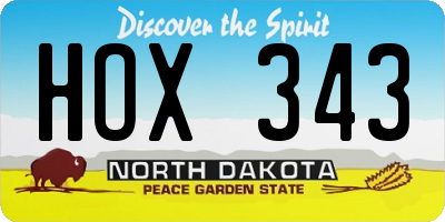 ND license plate HOX343