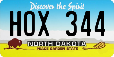 ND license plate HOX344
