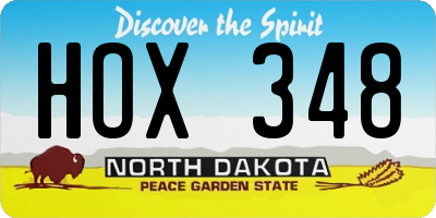 ND license plate HOX348