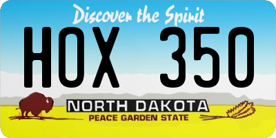 ND license plate HOX350