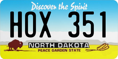 ND license plate HOX351