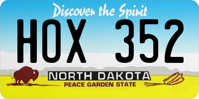 ND license plate HOX352