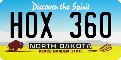ND license plate HOX360