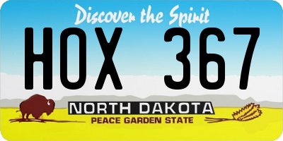 ND license plate HOX367