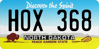 ND license plate HOX368