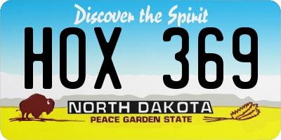 ND license plate HOX369