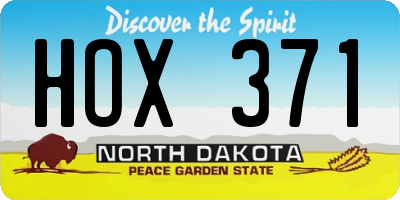 ND license plate HOX371